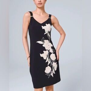 White House Black Market Embroidered Matte Jersey Tank Shift Dress Size Small